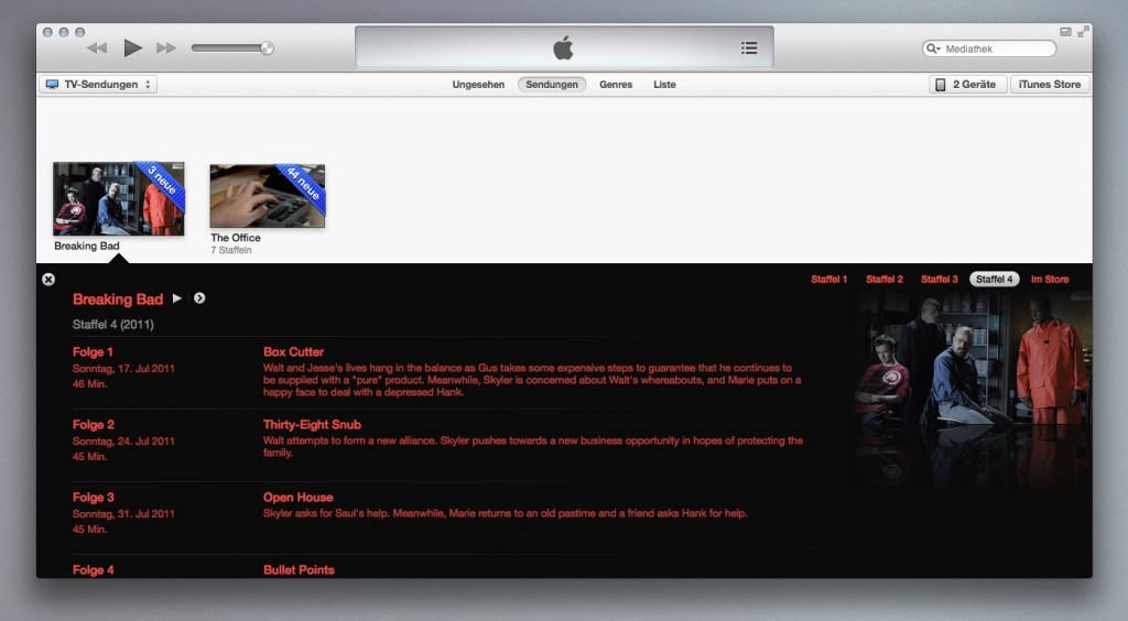 Komplette vierte Staffel von Breaking Bad von DVD für das iPad konvertiert und ordentlich in iTunes sortiert